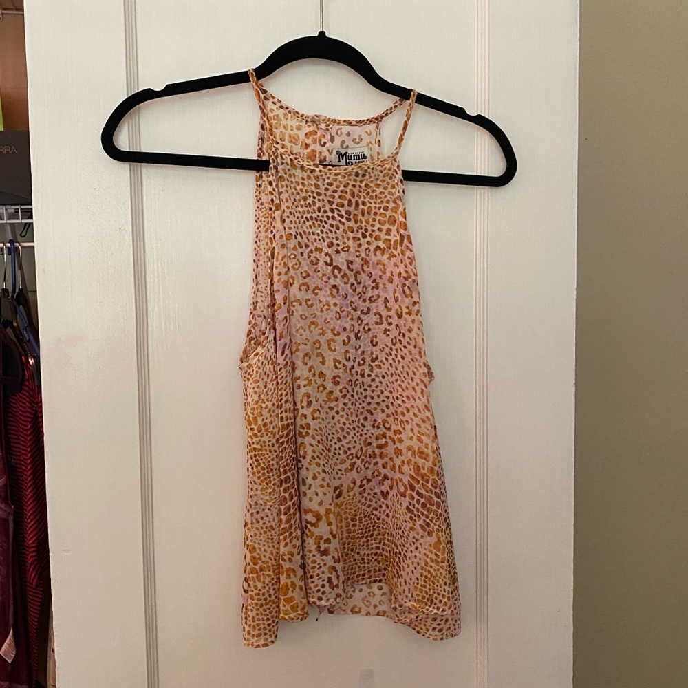 Show Me Your Mumu Orange and Peach Cheetah tank